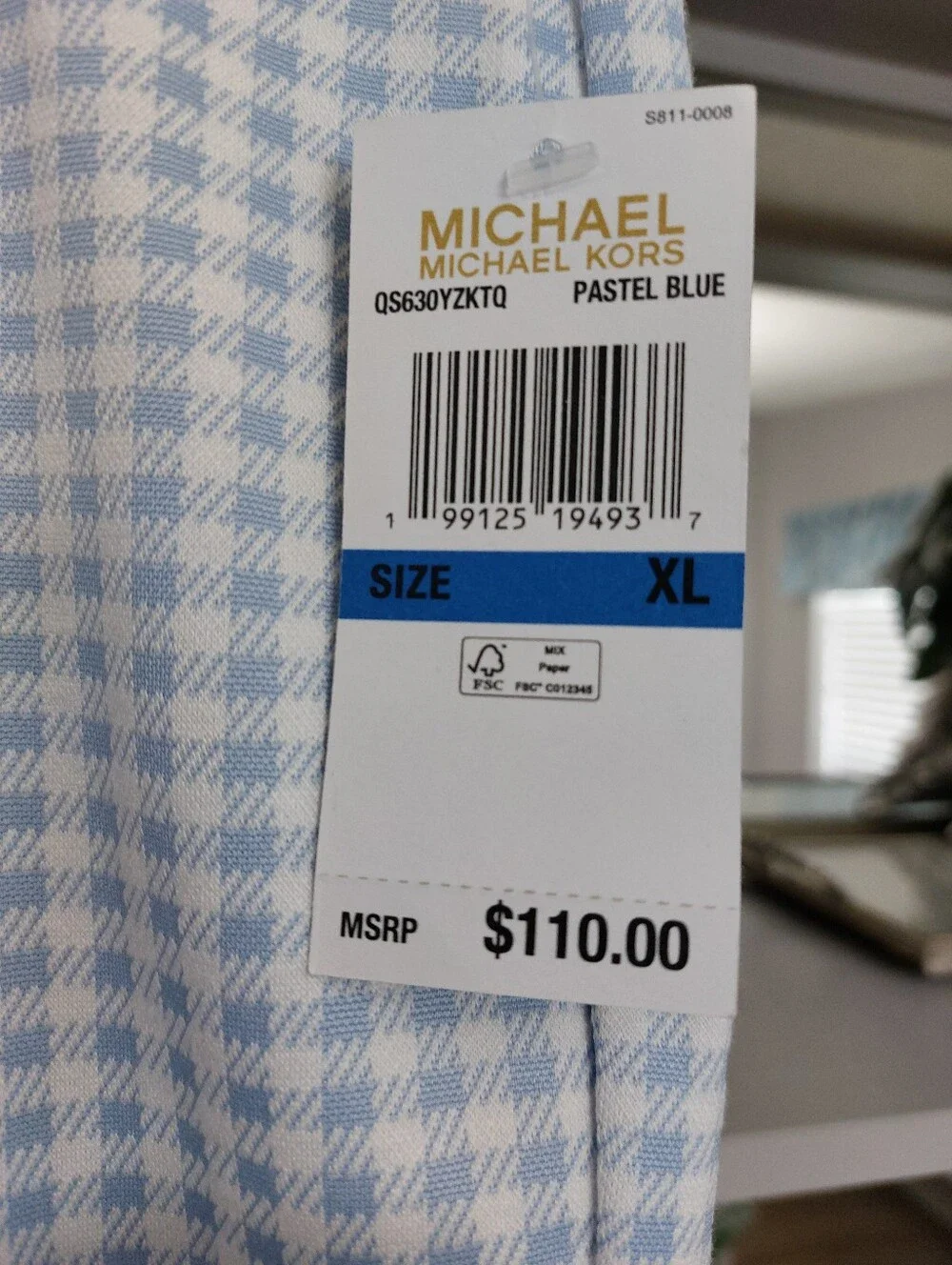 Michael Kors Crop Flare Pull On Pants Pastel Blue Gingham NWT